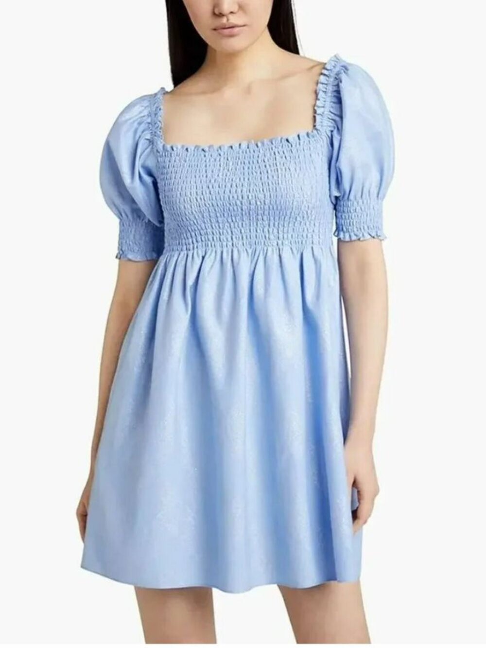 Hill House The Athena Nap Dress in Ligh Blue Glitter Check